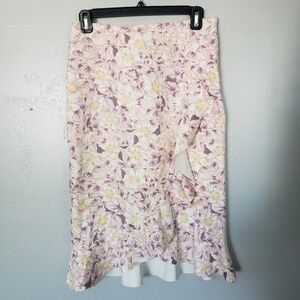 by Anthropologie Womens 4 Faux Suede Beige Purple Yellow Wrap Skirt Ruffles Skye